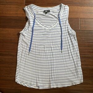 Blue and white tank